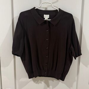 H&M Brown Short-Sleeve sweater